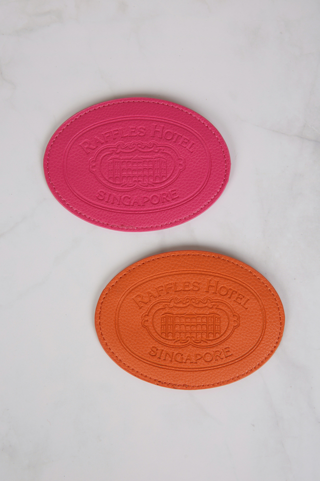 Raffles Leather Embossed Oval Coin Pouch 